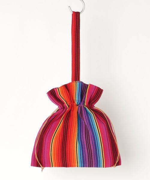 TIME WILL TELL WORKS（タイムウィルテルワークス）の「DRAWSTRING BAG/ ドローストリング バッグ（ハンドバッグ・レディース・マルチ/インディゴブルー/パープル・ONE SIZE）」の5枚目の写真
