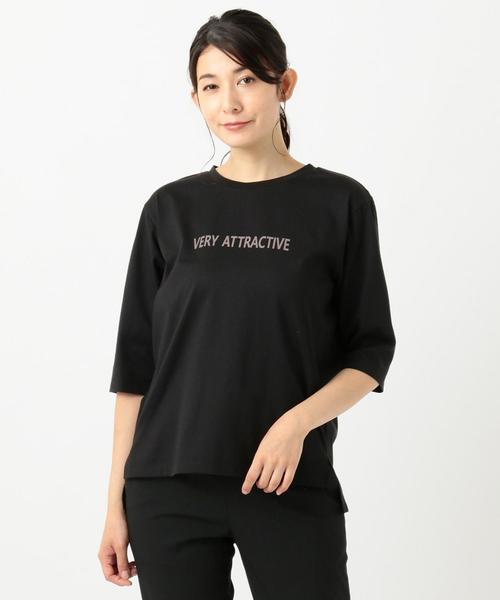 J.PRESS（ジェイプレス）の「【洗える】フロッキーロゴTEE カットソー（Tシャツ/カットソー・レディース・ブラック系/ライトグレー系/ブラウン系/ワイン系・T13/T15）」の2枚目の写真