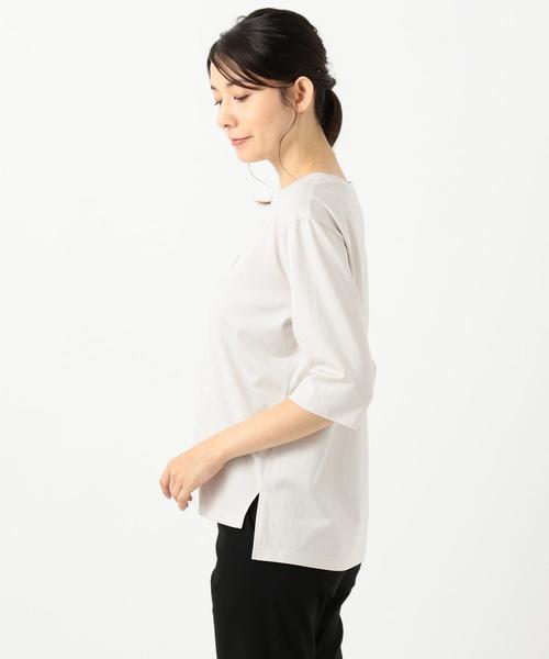 J.PRESS（ジェイプレス）の「【洗える】フロッキーロゴTEE カットソー（Tシャツ/カットソー・レディース・ブラック系/ライトグレー系/ブラウン系/ワイン系・T13/T15）」の6枚目の写真