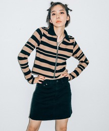 X-girl | STRIPED ZIP UP L/S TOP(Tシャツ/カットソー)