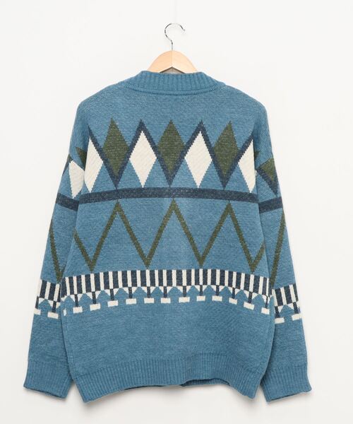 rehacer（レアセル）の「rehacer : Folk Pattern Cardigan / フォルク パターン カーディガン（カーディガン/ボレロ・メンズ・チャコールグレー/ライトブルー・MEDIUM/LARGE）」の12枚目の写真