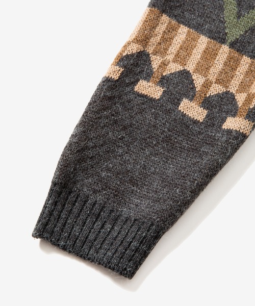 rehacer（レアセル）の「rehacer : Folk Pattern Cardigan / フォルク パターン カーディガン（カーディガン/ボレロ・メンズ・チャコールグレー/ライトブルー・MEDIUM/LARGE）」の7枚目の写真