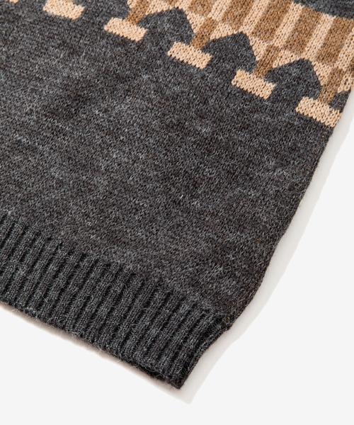 rehacer（レアセル）の「rehacer : Folk Pattern Cardigan / フォルク パターン カーディガン（カーディガン/ボレロ・メンズ・チャコールグレー/ライトブルー・MEDIUM/LARGE）」の9枚目の写真