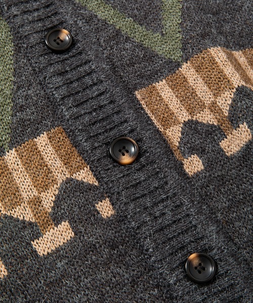 rehacer（レアセル）の「rehacer : Folk Pattern Cardigan / フォルク パターン カーディガン（カーディガン/ボレロ・メンズ・チャコールグレー/ライトブルー・MEDIUM/LARGE）」の8枚目の写真