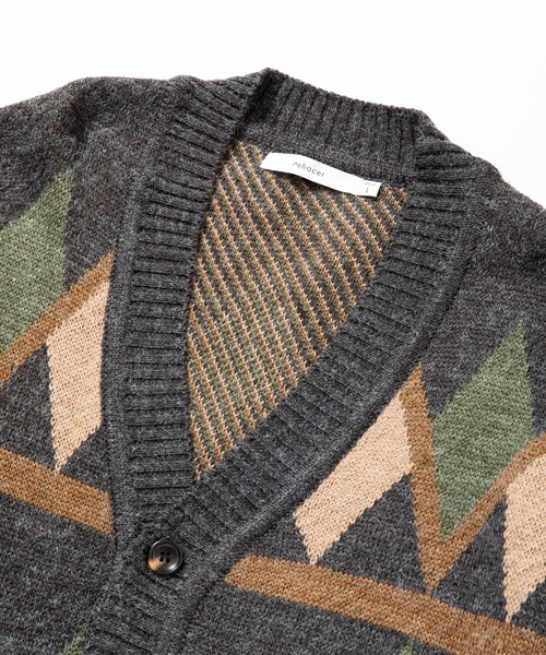 rehacer（レアセル）の「rehacer : Folk Pattern Cardigan / フォルク パターン カーディガン（カーディガン/ボレロ・メンズ・チャコールグレー/ライトブルー・MEDIUM/LARGE）」の10枚目の写真