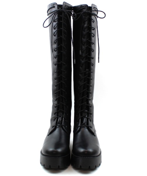 VIVIAN（ヴィヴィアン）の「厚底レースアップロングブーツ（ブーツ・レディース・ブラック・LL/M/L）」の2枚目の写真
