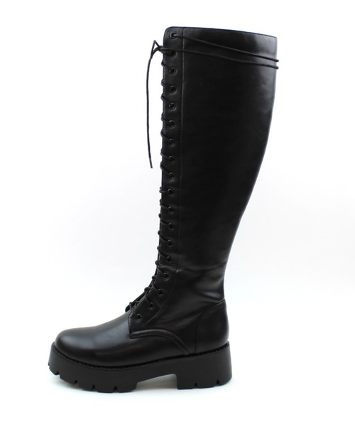 VIVIAN（ヴィヴィアン）の「厚底レースアップロングブーツ（ブーツ・レディース・ブラック・LL/M/L）」の6枚目の写真