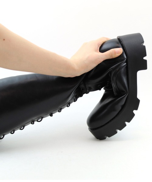 VIVIAN（ヴィヴィアン）の「厚底レースアップロングブーツ（ブーツ・レディース・ブラック・LL/M/L）」の10枚目の写真