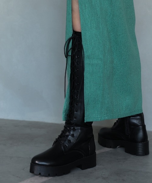 VIVIAN（ヴィヴィアン）の「厚底レースアップロングブーツ（ブーツ・レディース・ブラック・LL/M/L）」の17枚目の写真