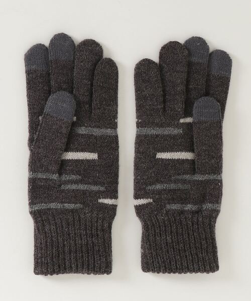 EVOLG（エヴォログ）の「EVOLG エヴォログ::GLEAM 　ランダムボーダー　 スマホ対応 メンズ　レディース　ユニセックス手袋（手袋・レディース・チャコールグレー/ライトグレー/ベージュ/ネイビー・FREE）」の6枚目の写真