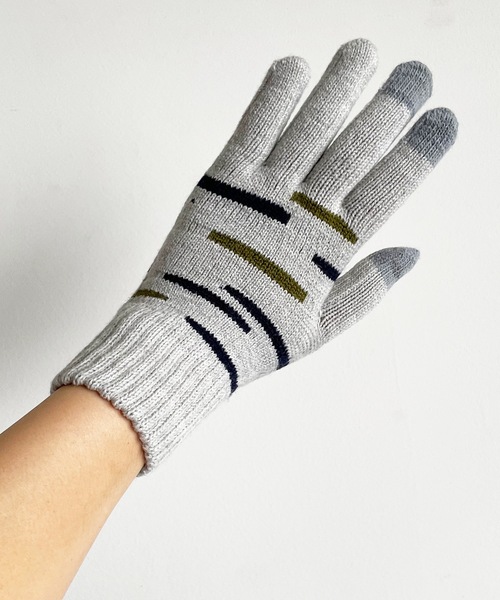 EVOLG（エヴォログ）の「EVOLG エヴォログ::GLEAM 　ランダムボーダー　 スマホ対応 メンズ　レディース　ユニセックス手袋（手袋・レディース・チャコールグレー/ライトグレー/ベージュ/ネイビー・FREE）」の9枚目の写真