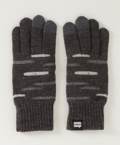 EVOLG（エヴォログ）の「EVOLG エヴォログ::GLEAM 　ランダムボーダー　 スマホ対応 メンズ　レディース　ユニセックス手袋（手袋・レディース・チャコールグレー/ライトグレー/ベージュ/ネイビー・FREE）」の5枚目の写真