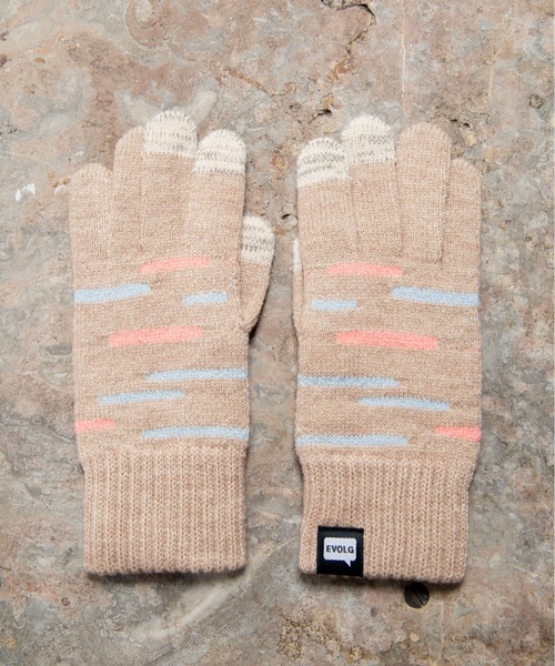 EVOLG（エヴォログ）の「EVOLG エヴォログ::GLEAM 　ランダムボーダー　 スマホ対応 メンズ　レディース　ユニセックス手袋（手袋・レディース・チャコールグレー/ライトグレー/ベージュ/ネイビー・FREE）」の17枚目の写真