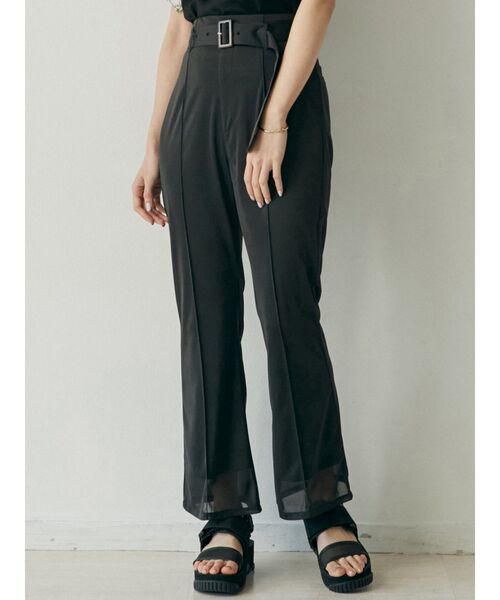 MURUA(ムルーア)の「ピンタックシアーパンツ(スラックス・レディース・ブラック/ライトグリーン/アイボリー/その他1・1/2)」の2枚目の写真