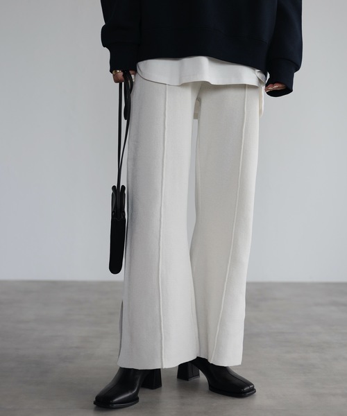 ap retro（アプレトロ）の「センタータックスリットニットパンツ【ZOZO限定アイテム】（その他パンツ・レディース・ブラック/ベージュ/ライトグリーン/アイボリー・FREE）」の3枚目の写真