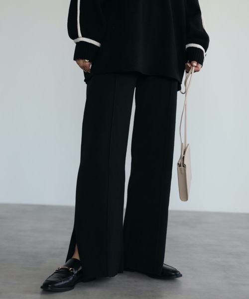 ap retro（アプレトロ）の「センタータックスリットニットパンツ【ZOZO限定アイテム】（その他パンツ・レディース・ブラック/ベージュ/ライトグリーン/アイボリー・FREE）」の4枚目の写真