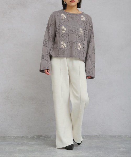 ap retro（アプレトロ）の「センタータックスリットニットパンツ【ZOZO限定アイテム】（その他パンツ・レディース・ブラック/ベージュ/ライトグリーン/アイボリー・FREE）」の9枚目の写真