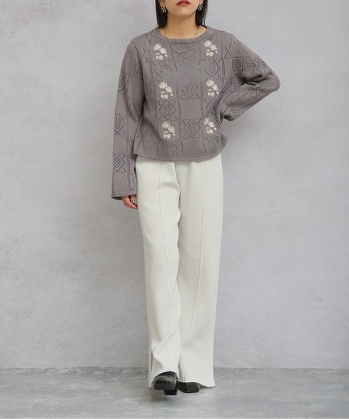 ap retro（アプレトロ）の「センタータックスリットニットパンツ【ZOZO限定アイテム】（その他パンツ・レディース・ブラック/ベージュ/ライトグリーン/アイボリー・FREE）」の10枚目の写真