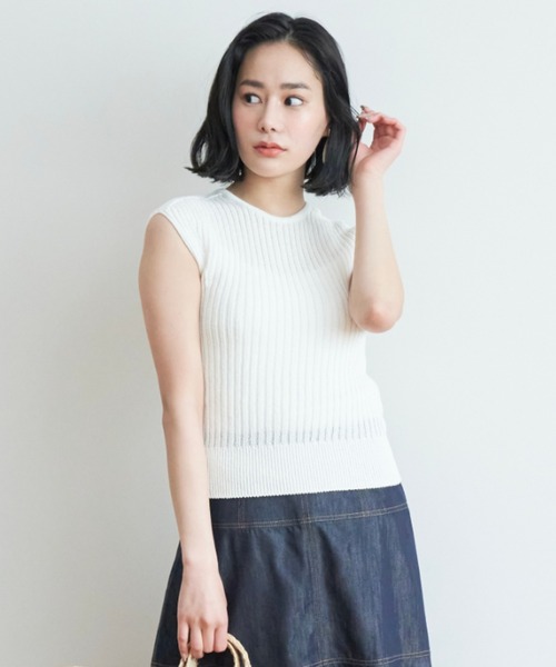 ANAYI ワシリブフレンチスリーブプルオーバー 38