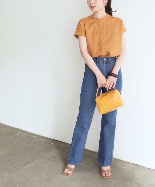 titivate（ティティベイト）の「ﾘﾈﾝ混ﾊﾞﾝﾄﾞｶﾗｰﾌﾚﾝﾁｽﾘｰﾌﾞｼｬﾂ（シャツ/ブラウス・レディース・ベージュ/ライトグリーン/ナチュラル/キャメル・S/M/L）」の5枚目の写真