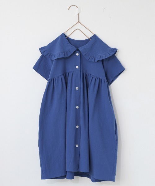 LOWRYS FARM（ローリーズファーム）の「コットンフリルカラーワンピース　946345（ワンピース・キッズ・オレンジ/ブラック/ブルー・130/150/110/140/120）」の3枚目の写真