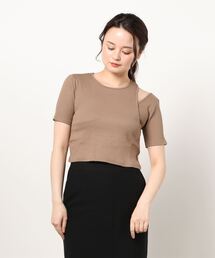 SPINNS | リブ切り替え肩開きカットソー(Tシャツ/カットソー)