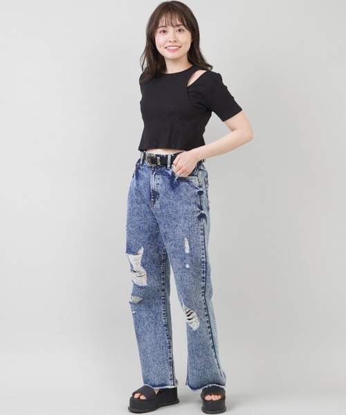 SPINNS（スピンズ）の「リブ切り替え肩開きカットソー（Tシャツ/カットソー・レディース・ブラック/アイボリー/モカ・ONESIZE）」の18枚目の写真