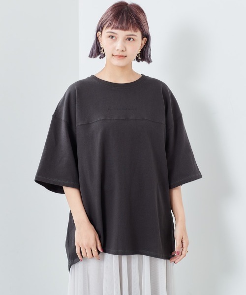 cepo（セポ）の「バックロゴプリント　スリットビッグＴｅｅ（Tシャツ/カットソー・レディース・ホワイト系/グレー/チャコール/オレンジ・M）」の18枚目の写真