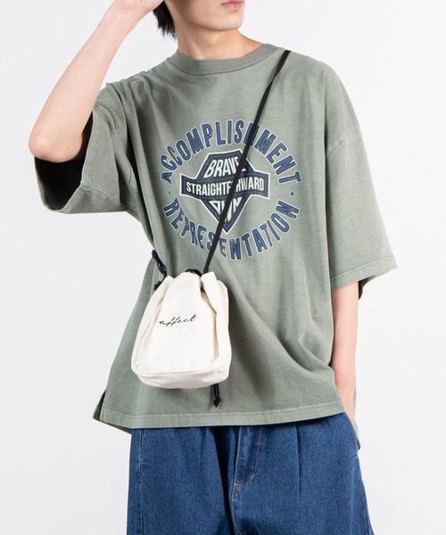 WEGO（ウィゴー）の「WEGO/ロゴ巾着ミニショルダー（ショルダーバッグ・メンズ・イエロー/その他3/ダークグリーン/オレンジ/キナリ/その他1/その他2/ダークグレー/ブラック・FREE）」の2枚目の写真