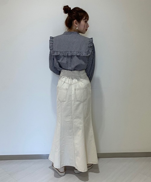 one after another NICE CLAUP（ワンアフターアナザーナイスクラップ）の「マーメイドデニムマキシスカート（スカート・レディース・オフホワイト/インディゴブルー/ブルー・FREE）」の13枚目の写真