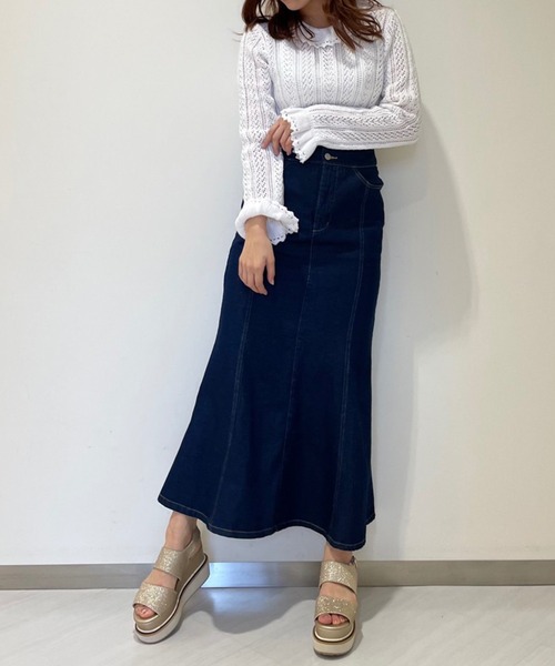 one after another NICE CLAUP（ワンアフターアナザーナイスクラップ）の「マーメイドデニムマキシスカート（スカート・レディース・オフホワイト/インディゴブルー/ブルー・FREE）」の17枚目の写真