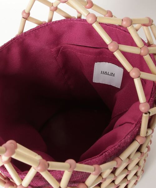 HALIN(ハリン)の「【HALIN】ウッドビーズBAG(かごバッグ・レディース・ピンク・FREE)」の4枚目の写真