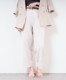 合皮ベルト付きウォッシャブルストレートゆるパンツ