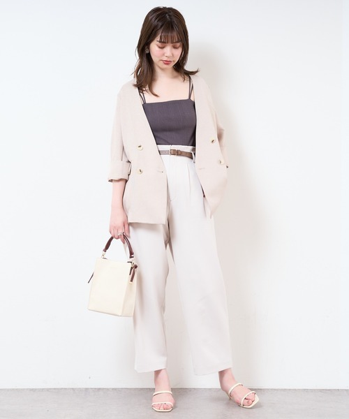 natural couture（ナチュラルクチュール）の「合皮ベルト付きウォッシャブルストレートゆるパンツ（その他パンツ・レディース・ブラック/サックスブルー/グリーン/アイボリー/オレンジ系・FREE）」の8枚目の写真