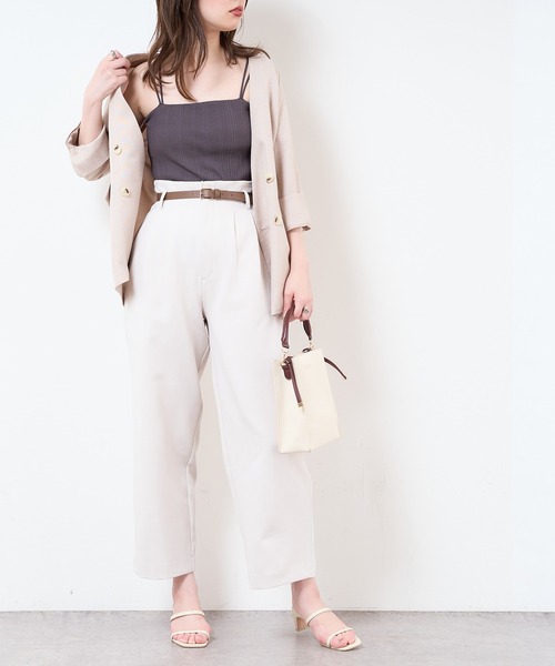 natural couture（ナチュラルクチュール）の「合皮ベルト付きウォッシャブルストレートゆるパンツ（その他パンツ・レディース・ブラック/サックスブルー/グリーン/アイボリー/オレンジ系・FREE）」の6枚目の写真