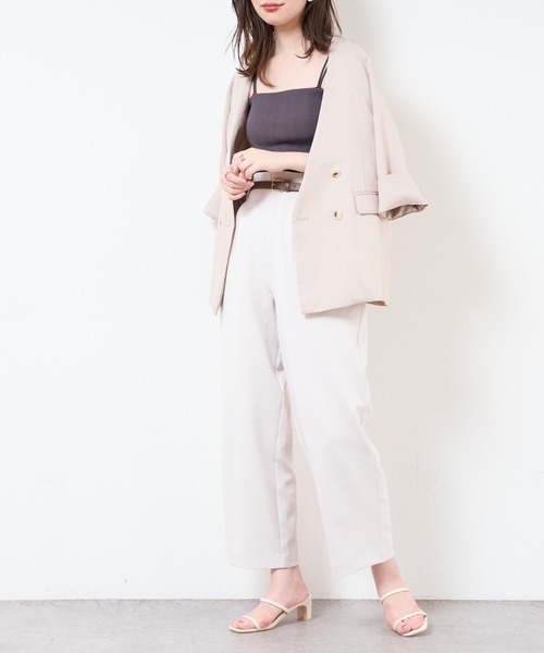 natural couture（ナチュラルクチュール）の「合皮ベルト付きウォッシャブルストレートゆるパンツ（その他パンツ・レディース・ブラック/サックスブルー/グリーン/アイボリー/オレンジ系・FREE）」の7枚目の写真