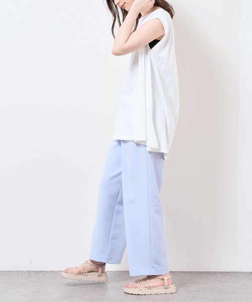 natural couture（ナチュラルクチュール）の「合皮ベルト付きウォッシャブルストレートゆるパンツ（その他パンツ・レディース・ブラック/サックスブルー/グリーン/アイボリー/オレンジ系・FREE）」の16枚目の写真