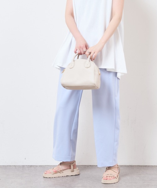 natural couture（ナチュラルクチュール）の「合皮ベルト付きウォッシャブルストレートゆるパンツ（その他パンツ・レディース・ブラック/サックスブルー/グリーン/アイボリー/オレンジ系・FREE）」の15枚目の写真