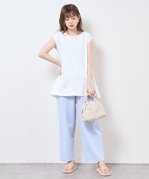 natural couture（ナチュラルクチュール）の「合皮ベルト付きウォッシャブルストレートゆるパンツ（その他パンツ・レディース・ブラック/サックスブルー/グリーン/アイボリー/オレンジ系・FREE）」の17枚目の写真