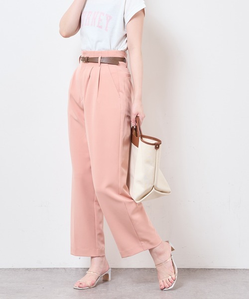 natural couture（ナチュラルクチュール）の「合皮ベルト付きウォッシャブルストレートゆるパンツ（その他パンツ・レディース・ブラック/サックスブルー/グリーン/アイボリー/オレンジ系・FREE）」の18枚目の写真