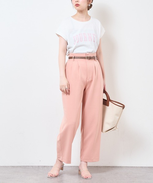 natural couture（ナチュラルクチュール）の「合皮ベルト付きウォッシャブルストレートゆるパンツ（その他パンツ・レディース・ブラック/サックスブルー/グリーン/アイボリー/オレンジ系・FREE）」の19枚目の写真