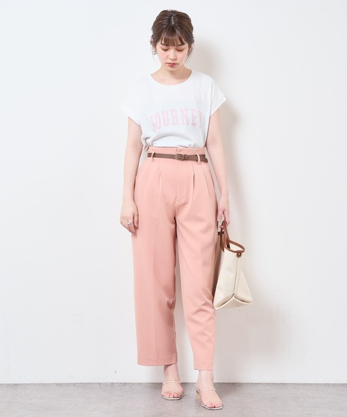 natural couture（ナチュラルクチュール）の「合皮ベルト付きウォッシャブルストレートゆるパンツ（その他パンツ・レディース・ブラック/サックスブルー/グリーン/アイボリー/オレンジ系・FREE）」の20枚目の写真