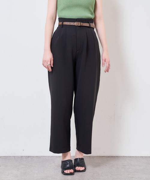 natural couture（ナチュラルクチュール）の「合皮ベルト付きウォッシャブルストレートゆるパンツ（その他パンツ・レディース・ブラック/サックスブルー/グリーン/アイボリー/オレンジ系・FREE）」の21枚目の写真