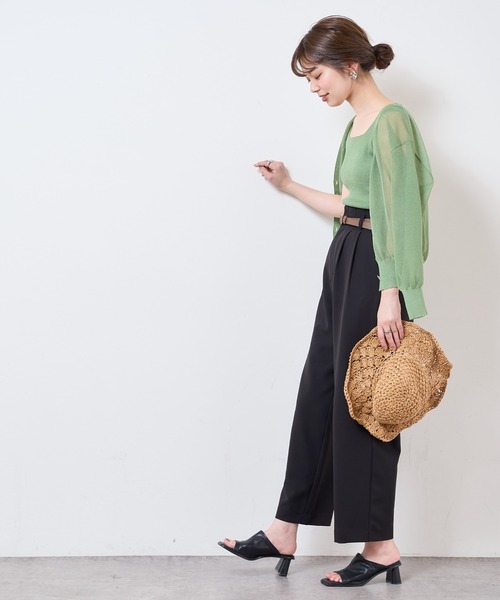 natural couture（ナチュラルクチュール）の「合皮ベルト付きウォッシャブルストレートゆるパンツ（その他パンツ・レディース・ブラック/サックスブルー/グリーン/アイボリー/オレンジ系・FREE）」の11枚目の写真