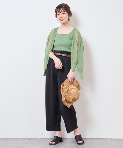 natural couture（ナチュラルクチュール）の「合皮ベルト付きウォッシャブルストレートゆるパンツ（その他パンツ・レディース・ブラック/サックスブルー/グリーン/アイボリー/オレンジ系・FREE）」の10枚目の写真