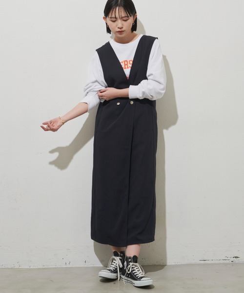 Aunt Marie's(アントマリーズ)の「ダブルボタンロングワンピース(ワンピース・レディース・アイボリー/ブラウン/ブラック/グリーン/ネイビー・FREE/S)」の5枚目の写真