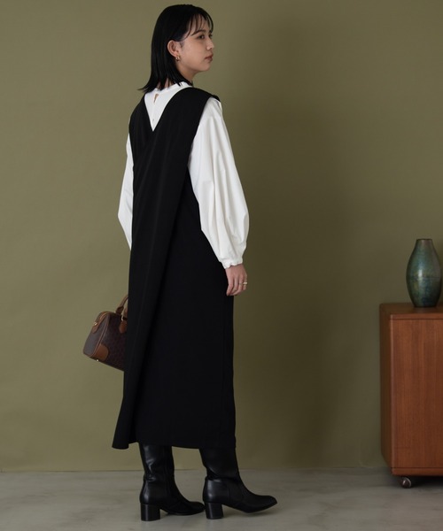 Aunt Marie's(アントマリーズ)の「ダブルボタンロングワンピース(ワンピース・レディース・アイボリー/ブラウン/ブラック/グリーン/ネイビー・FREE/S)」の9枚目の写真