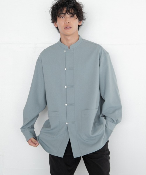LOWRYS FARM（ローリーズファーム）の「チャイナシャツＬ／Ｓ　216278（シャツ/ブラウス・メンズ・ブラック/グレー/ブルー・MEDIUM/LARGE）」の3枚目の写真