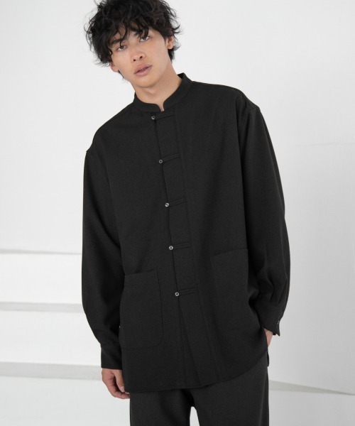 LOWRYS FARM（ローリーズファーム）の「チャイナシャツＬ／Ｓ　216278（シャツ/ブラウス・メンズ・ブラック/グレー/ブルー・MEDIUM/LARGE）」の2枚目の写真