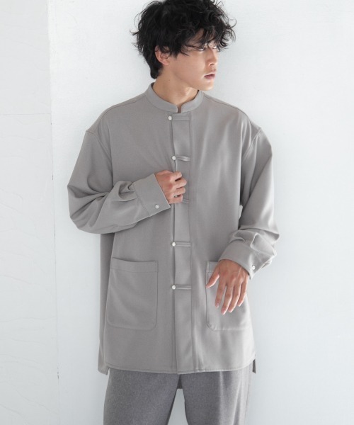 LOWRYS FARM（ローリーズファーム）の「チャイナシャツＬ／Ｓ　216278（シャツ/ブラウス・メンズ・ブラック/グレー/ブルー・MEDIUM/LARGE）」の10枚目の写真